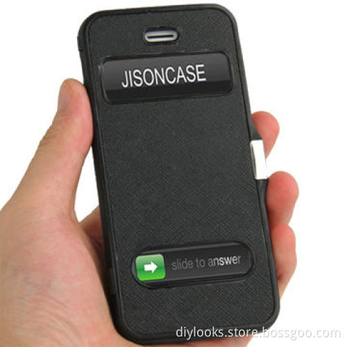 Cross Texture Pasted Skin Flip TPU Case with Smart Pocket Callid Caller ID for iPhone 5 (Black)